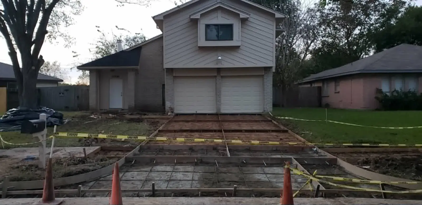 Driveway forms and rebar ready for concrete